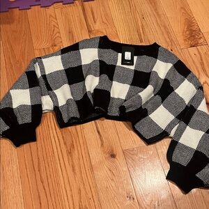 Fashion Nova Black and White Plaid Sweater